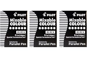 PILOT - Lote de 3 cajas de 6 cartuchos de tinta para bolígrafo Parallel Pen negro