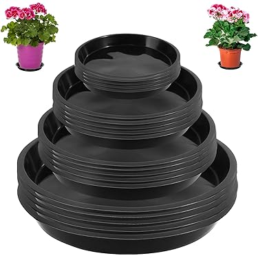 vsshe 5 pack plantenschotels, 30 cm ronde plantenpotten en -schalen, robuuste plantenschotel voor in de tuin, plantenbak van kunststof, lekbakken voor