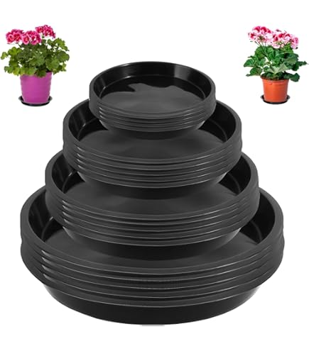 Lot De 12 Pots De Fleurs Ronds Et épais En Plastique Avec Soucoupes - Jaune - Rond