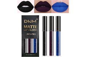 Desing Wish 3 Stück Schwarzer Lippenstift Set Lipgloss 24 Stunden Halt Matte Black Lipstick Lip Gloss Long Lasting Schwarz Lippenstift Lip Balm Make up Damen Frauen Lipgloss Halloween Geschenk