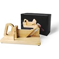 Guillotine à Saucisson En Bois - Lame Acier Inoxydable 8,9 Cm, Coupe Jusqu'à 6,4 Cm, Pour Salami, Fromage, Légumes