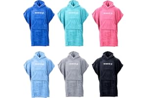 Two Bare Feet Kids Towelling Changing Robe - Microfibre Towel Surf Poncho for Children Changing, Beach, SUP, Swimming (Pink - Small)