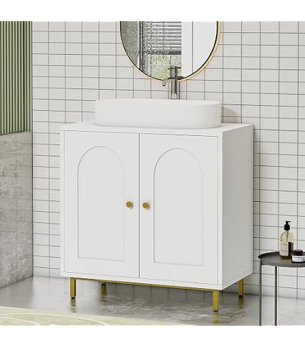 Hzuaneri Meuble Lavabo Suspendu, Lavabo en Céramique, Meuble de Salle de Bain, 1 Porte-Serviettes, 1 Grande Armoire de Rangement, Étagère Réglable, 22 x 40 x 55 cm, Blanc, BC40003X