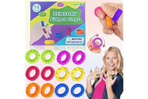 SUPOETRY SUpotery 12 Pezzi Anello Fidget Silicone, 6 Texture Anelli Sensoriali in Silicone Fidget per Bambini e Adulti (6 Colori)