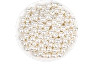 ANEZUS Perlas para manualidades, 200 perlas falsas de color marfil, cuentas de perlas para coser de 12 mm con agujeros para hacer joyas, pulseras, collares, manualidades, decoración y relleno de jarrón