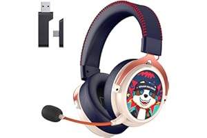 KAPEYDESI Gaming Headset, Gaming Headset Wireless für PC/PS4/PS5/Switch/Mac,Type-C & 2.4GHz USB Transmitter, Headset mit Mikrofon Noise Cancellation, Bluetooth Headset 5.3, Stereo, 70H+ Battery Life - White