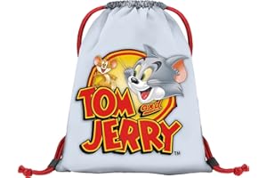 Baagl Sac de Gym Maternelle pour Garçons et Filles - Sac de Sport pour Enfants avec Compartiment à Chaussures - Tom & Jerry