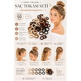okavango Kadın 50'li Havlu Lastik Toka Seti,Kadın &Ccedil;ocuk Mandal Toka, Lastik Toka Seti, Toka Organizer, Toka, Kız &Ccedil;ocuk Toka, 