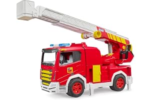 Bruder 03472 – Roadmax Brandkår med roterande stege – fordon för barn, lastbilar, brandbil, insatsfordon, leksaker från 2 år
