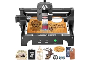 ACMER S1 Macchina a Gravare Laser Portatile 6W, Décupatrice Laser Mini con Precisione 0,04mm, Area di Gravatura 130×130mm, Gravatrice Laser per Legno, Pelle, Alluminio e Ceramica