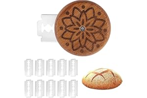 WUSANNA Taglierino per Pane Lametta per Pane 1 Set Coltello Pane Lametta per Pane Taglia Coltello Pane Rotondo Lotus e Lame 10 Pezzi Adatti per Cottura Dell'impasto Del Pane
