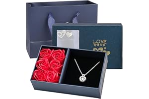 FORYNXHWIN Eternal Flower Rose Gift Box, Preserved Rose, 6-Rose Jewelry Box, for Wife, Girlfriend, Mother Day, Valentine Day, Birthday, Wedding