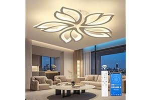 OTREN Lamparas de Techo Modernas, Regulable Plafon LED Techo con Mando a Distancia y APP para Dormitorio, Salon, Comedor, Blanco, Diámetro 60cm