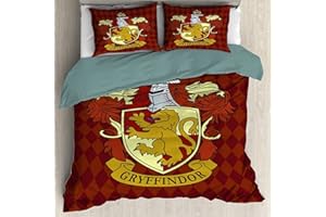 SK-PBB Anime Gryffindor - Set copripiumino da 3 pezzi, morbido, confortevole, lussuoso, in 100% poliestere (copripiumino da 155 x 220 cm e 2 federe da 80 x 80)