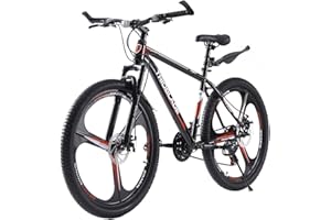 BSTSEL 24/26/27.5 Inch Mountain Bike 3 Spoke Wheels Bicycle Mens Mountain Bicycle 21 Speeds with Dual Disc-Brake Front Suspension Suitable for Adults Men Women Teens