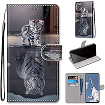 Custodia Portafoglio Per OPPO A92/A72/A52 - Pelle PU - Con Cerniera, Tasche Per Carte E Cinturino - Design Fiore Viola - Foto 8