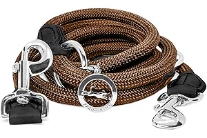 FREUDENTIER Hundeleine 3m verstellbar - Umhängeleine Hund - Führleine zum Umhängen für mittelgroße & große Hunde (braun)