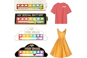 SINRAD Spilla a batteria sociale, 4 pezzi Funny Social Mood, divertente spilla per l'umore sociale per 7 giorni, spille astetiche Enamel Brooch, Mood Expressing Pin per zaini, giacche e cappelli, no