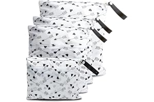 Joyo roy Wet Bag wasserdichte Windeltasche für unterwegs Nassbeutel Kindergarten Wetbag Wäschebeutel Kita Wetbag Stoffwindeln Wäschebeutel Kindergarten Wasserdicht Windeltasche für Baby 4 Set