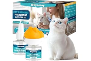 WOYAMAY 3 in 1 Phéromones Chat Anti Stress Chat - Kit Diffuseur Phéromones Chat Avec 2 Recharges De 48ml, Phéromones Pour Chat Pour Réduire L'Anxiété Et Le Stress, Calmant Pour Chat Efficace Jusqu'à 60 Jours