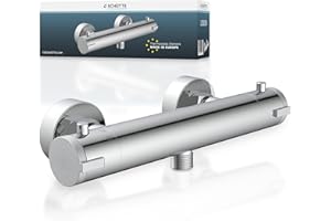 SCHÜTTE 52465 LONDON Thermostat Duscharmatur, Brausethermostat Brausearmatur, Mischbatterie mit Verbrühschutz bei 38℃, Duschthermostat, Armatur für Dusche in Chrom
