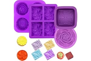 MOSTFUN 4 Piezas Moldes de Silicona para Jabones, 4 Cavidades Moldes para Hacer Jabón, DIY Moldes de Silicona para Jabón, Chocolate, Galletas, Pasteles, Antiadherentes y Libre de BPA