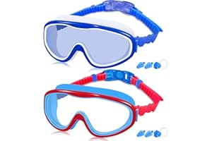 COOLOO 2-PACK Kids Swimming Goggles, Kids Swim Goggles Junior Children Girls Boys Early Teens Age 3-15, with Anti-Fog, Waterproof, Protection Lenses, Crystal Clear Wide Vision