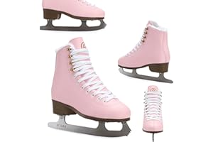 ATTABO Patins Artistiques ISLA pour Enfants Couleur Rose Taille 31-36 UE Lame en Acier Inoxydable Parfaits pour Niveau Débutant ou Intermédiaire Tige en PVC⁠Soutien Ferme de la Cheville
