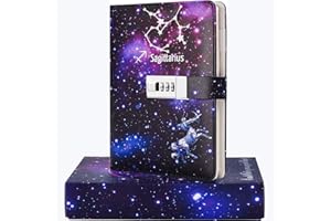 Nitukany Tagebücher zum Einschreiben für Frauen Mädchen mit Schloss, persönliches Sternbild Tagebuch für Frauen Kinder Jungen Teenager abschließbares Leder GeschenkboxNotizbuch A5 8.5" x 6"