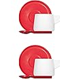 Viceversa 46203 Set Tazze Caffè con Cucchiaino, Porcellana, Rosso, 2 Unità