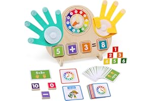 BelleStyle Giochi Montessori Matematica in Legno, Giocattolo Matematici con Conteggio Educativo Prescolari Natale Regalo per 3 4 5 6 Anni Bambini Bambina, Tavola Numeri & Conteggio Dita & Orologio
