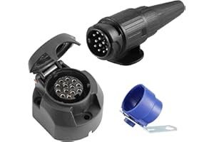 SPARKMOTO Enchufe de Remolque 13 Pines Hembra Macho,Enchufe Conector para Remolque Caravana Coche, Enchufe 13 Polos Remolque,Enchufe de Caravana 13 Pines,con Soporte de Enchufe Remolque