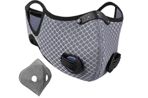 NUÜR Face Mask with Dual Air Filtration Valves, Soft Plastic Nose Clip and Strap for Protection, Washable, Durable for Cycling, Running