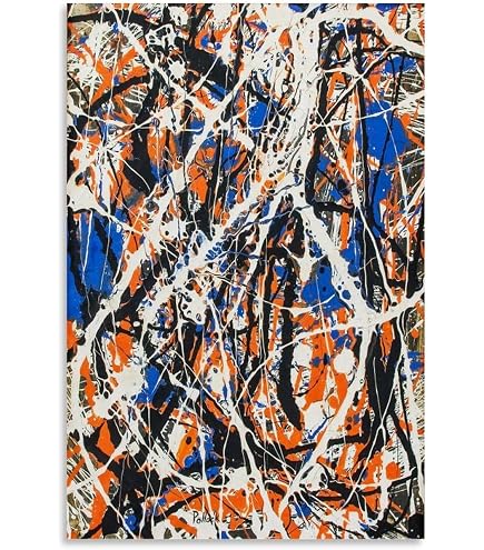 Quadro Moderno Jackson Pollock 'Figura Della Furia', Stampa Su Tela 50x100 Cm, Per Soggiorno E Camera