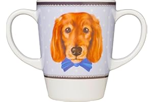 Rosa Lifestyle Two Handled Melamine Dog Mug – Lightweight 126g, 400ml/14oz Capacity – Daily Living Mobility Aid for Elderly, Dementia, Tremors, Arthritis, & Weak Grip (Dog)