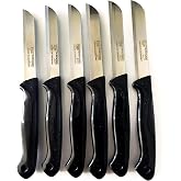Solingen 6'lı Tırtıklı Meyve Bı&ccedil;ağı Seti Paslanmaz &Ccedil;elik 18 cm | Siyah Plastik Sap, Alman Yapımı, Tırtıklı Ağız, 6 Adet Set, 