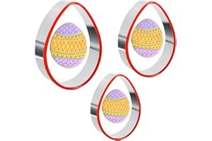 Crethink Set di 3 taglierine per biscotti per uova di Pasqua a forma di uovo con bordo in PVC morbido per biscotti/pasticceria/biscotti per le vacanze