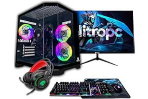 NitroPC - Pack Bronze Plus | PC Gaming Completo (AMD Ryzen 5 5655G 6/12 4.4GHz, RX Vega 7, RAM 32GB, M.2 1TB, Windows 11 PRO, RGB | WiFi, Monitor 24", Teclado, ratón, Auriculares) PC sobremesa (Negro)