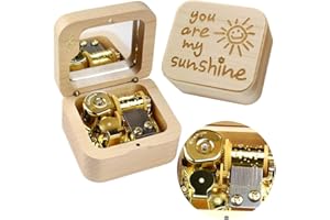 Sinzyo You Are My Sunshine Scatola Musicale Vintage in Legno Movimento a orologeria Regalo di Natale San Valentino Compleanno (Nota Musicale di Acero)
