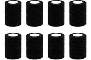 BQTQ 8 Rolls Cohesive Bandage 3 Inch Self Adherent Sport Wrap Tape Stretch Bandage Wrap Athletic Tape for Human and Animals Ankle Sprains Swelling, Black
