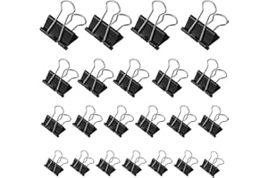 Heyu-Lotus 90 Stück Foldback Klammern, 15mm/19mm/25mm/32mm Foldbackklammer Klein Mini Papierklammern Büroklammern Metall Binder Clips Vielzweckklammern für Briefpapier Papier, Bürobedarf, Schwarz