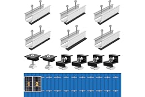 PROFIWOAB kit de support de panneau solaire ,12 cm ,accessoires de fixation pour panneau solaire , Support de Rail en Aluminium,latérales ajustables 30/35 mm Support pour 2 Panneaux Photovoltaïques