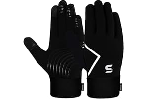SAWANS Light Running Gloves Cycling Winter Men Women Thermal Gloves Driving Sports Touchscreen Anti slip Shock Grip Thickened Fleece Lining Windproof Outdoor Hiking (Black)