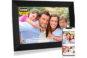 VÉFAÎÎ FRAMEO WiFi Digital Photo Frame 10.1 Inch- Large 32Gb Memo | 1280x800 HD IPS Touch Screen | Weather Temperature Forecast | Time Clock | Slideshow | Share Photos/Videos via the Frameo App