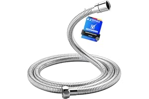 Flexible Douche 1,7m – Ibergrif Tuyau Douche en Acier Inoxydable, Anti-Torsion & Anti-Pliure, Antifuite, Universel G1/2", Remplacement Robuste avec Raccords en Laiton et Joints, Chrome/Argentée
