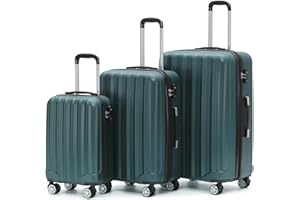 BEIBYE TSA-Schloß 2080 Zwillingsrollen 3 TLG. Reisekofferset Koffer Kofferset Trolley Trolleys Hartschale (Dunkelgreen)
