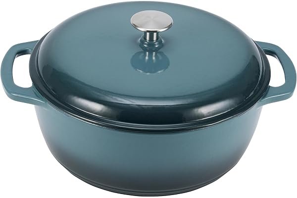 Amazon Basics SX-75QTH Ronde Faitout en fonte émaillée - 6.9 L, gris, 7.3QT