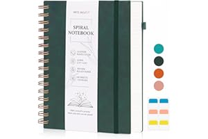 GOSIRM Notizbuch A5 Liniert, Hardcover Journal Notizblock Mit 100 GSM Dickes Papier, 320 Seiten, Ledereinband Spiralblock Notizbücher Mit Innentasche Und Stifthalter, Für Schule Reisen Büro Notizen, Grün