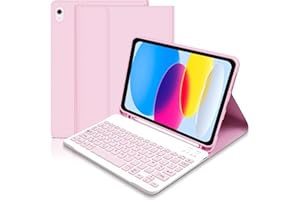 HOFSOS Coque Clavier pour iPad 10/11 Ème Generation (10.9 Pouces 2022/11 Pouces A16 2025), Étui Français Magnétique Keyboard avec Porte Crayon, AZERTY Layout pour iPad 10/11eme, Rose​​