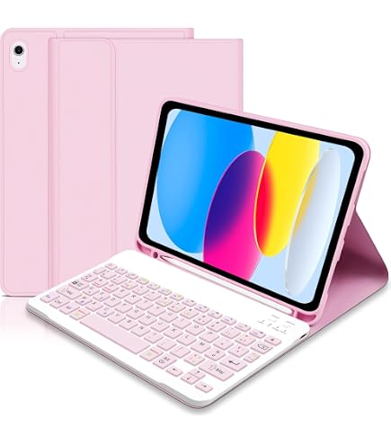 Clavier Bluetooth Yeegnar Pour IPad 10/11ème Gen - AZERTY Français - Rose (Pencil Non Inclus)